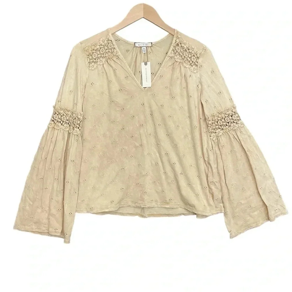 Anthropologie Eri+Ali Crochet Bell Sleeve Boho Top XS - Picture 6 of 6